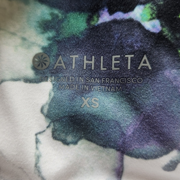 Athleta "Floral Mudra 7/8 Leggings" High Rise White Mesh Panel | Women's Size XS - Picture 6 of 11